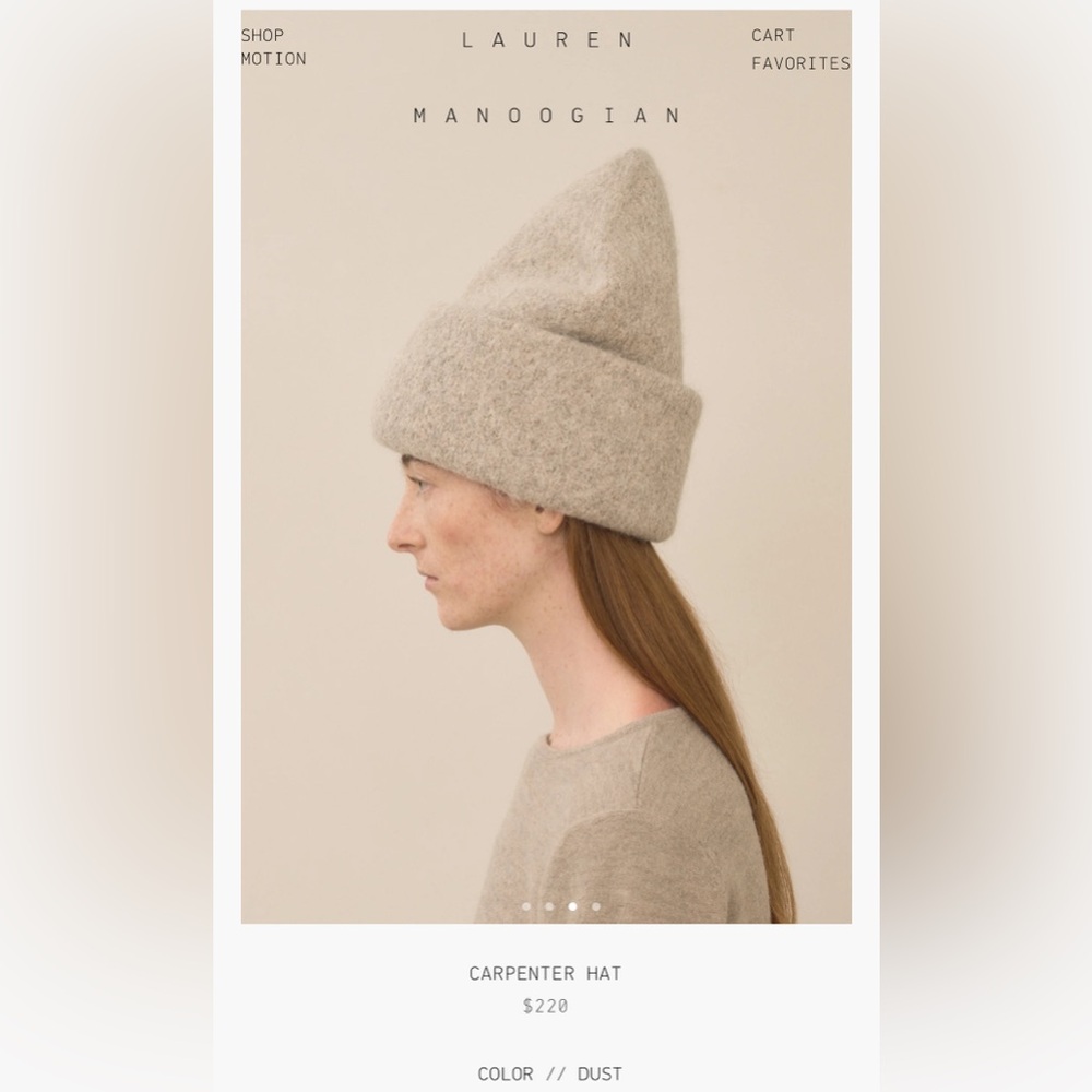 NWOT Lauren Manoogian Carpenter Hat / Beanie - Dust